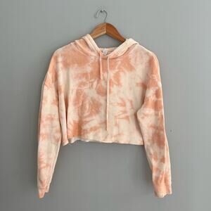 Orange Tie Dye Cropped Hoodie Sweatshirt Size M